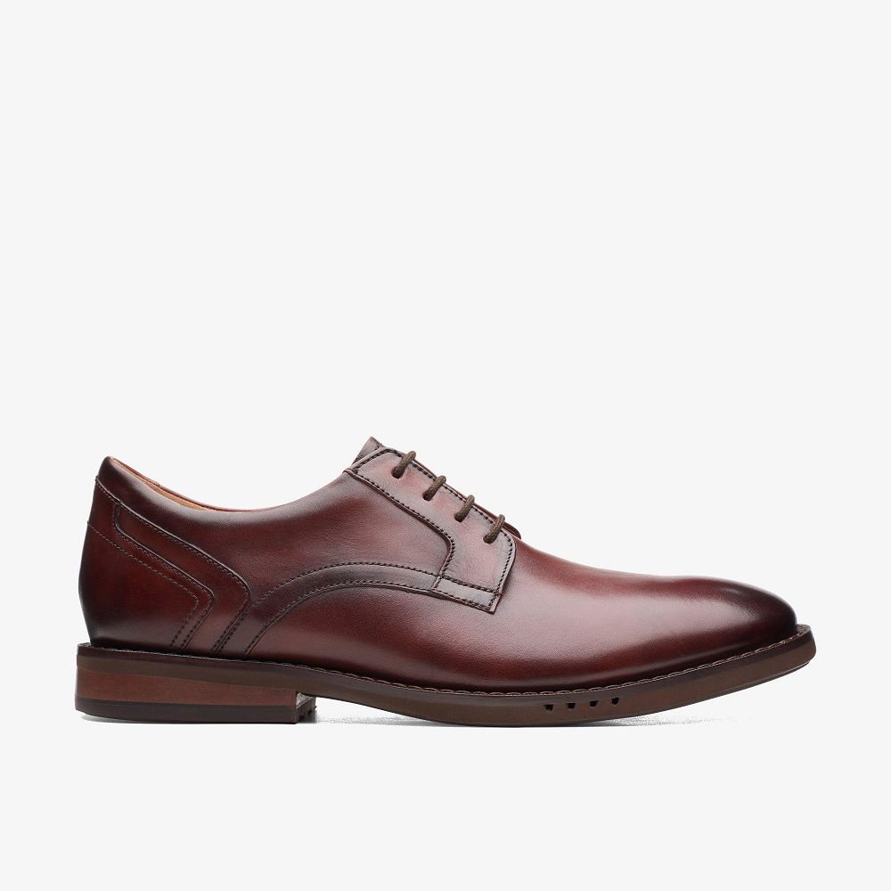 Brown Leather Clarks Un Hugh Lace Men Oxfords | 8412HYOEV