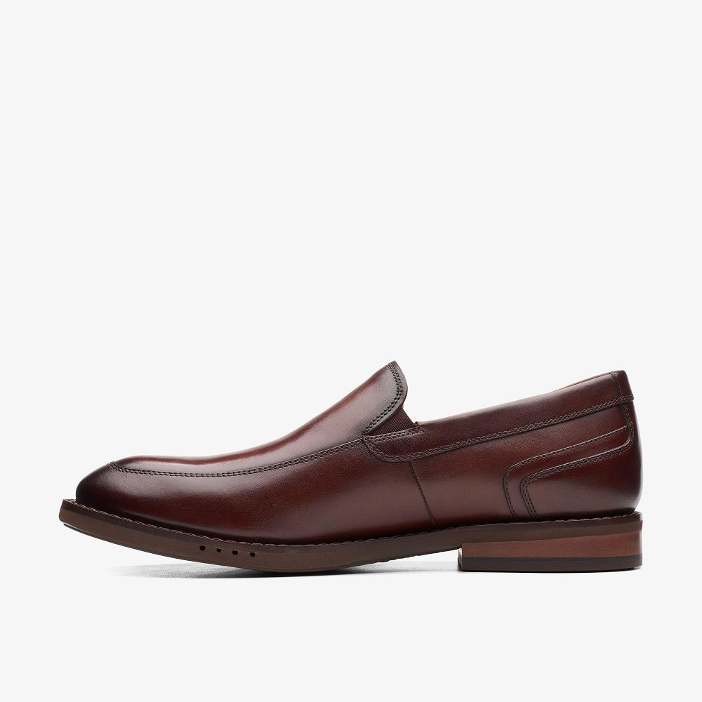 Brown Leather Clarks Un Hugh Step Men Loafers | 5643LUWPD