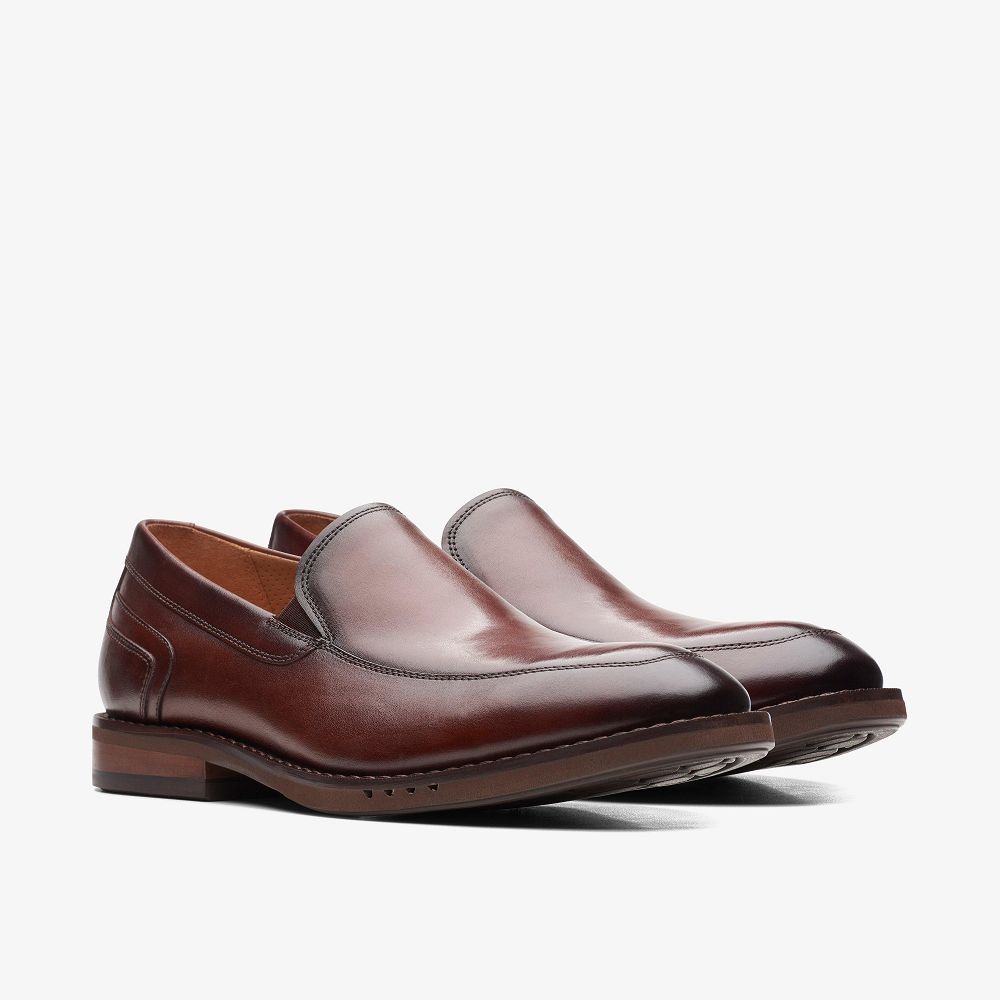 Brown Leather Clarks Un Hugh Step Men Loafers | 5643LUWPD