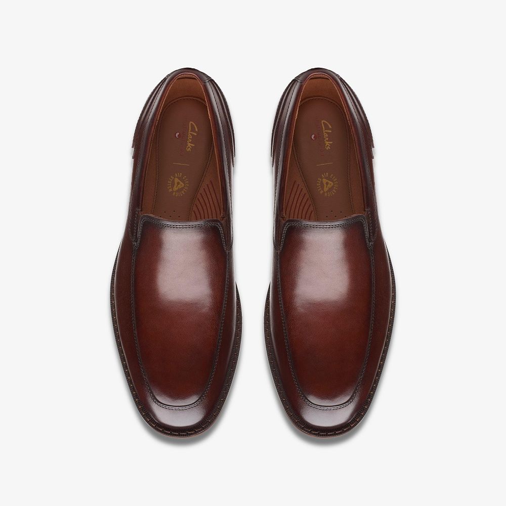 Brown Leather Clarks Un Hugh Step Men Loafers | 5643LUWPD