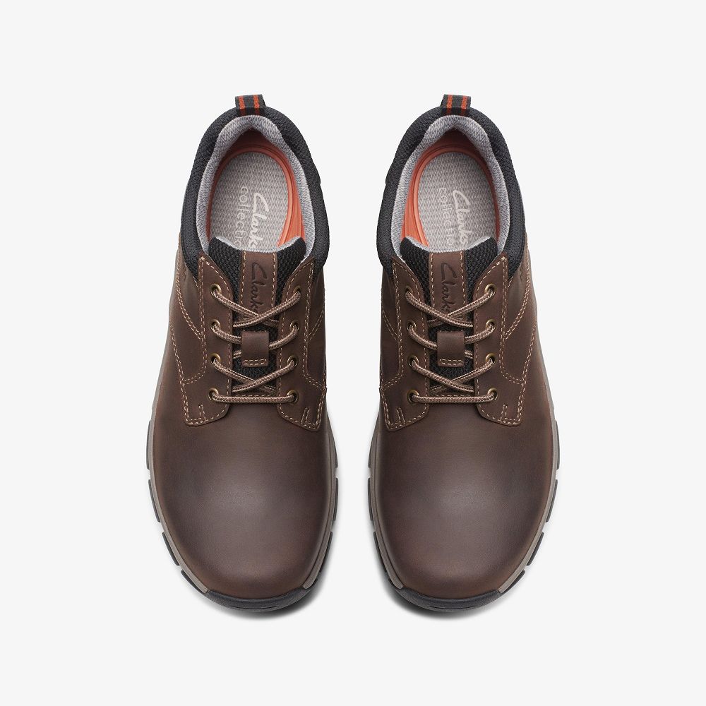 Brown Leather Clarks Walpath Low Men Derby Shoes | 1458GBOSN