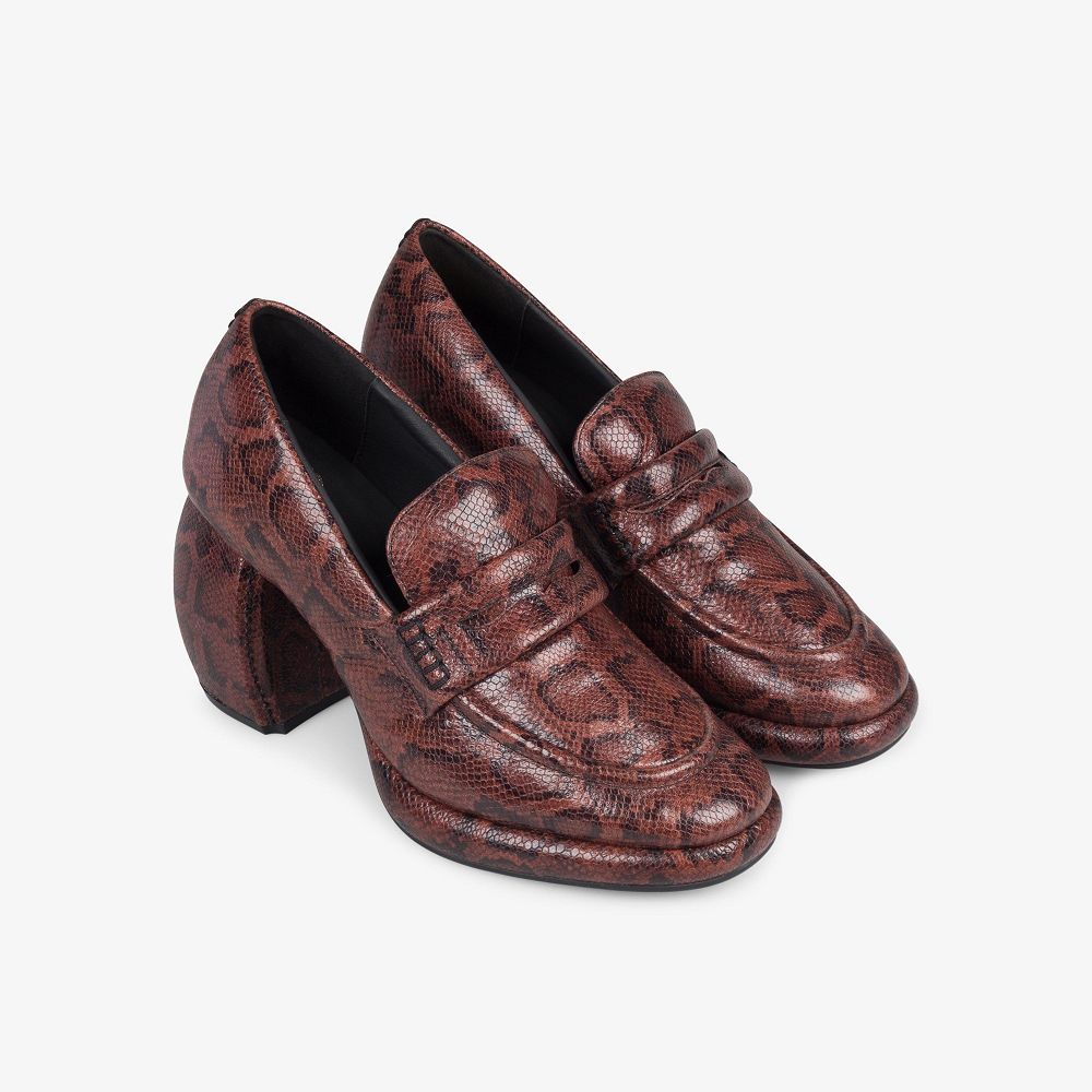 Brown Snake Clarks Martine Rose Women Loafers | 0328TKYEZ