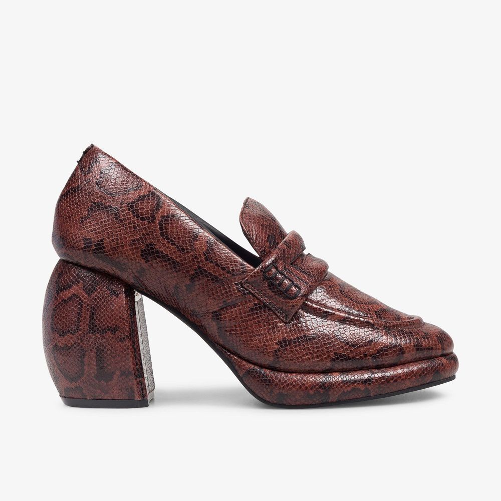 Brown Snake Clarks Martine Rose Women Loafers | 0328TKYEZ