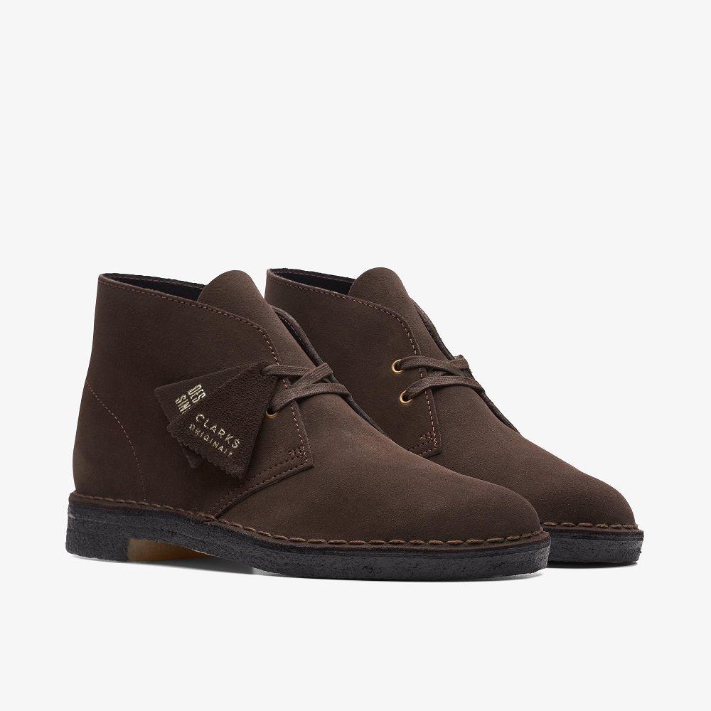 Brown Suede Clarks Desert Men Boots | 5129VXGBS