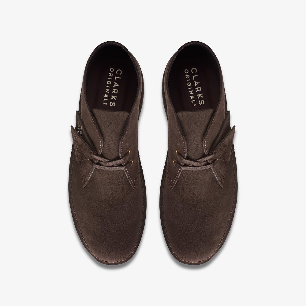 Brown Suede Clarks Desert Men Boots | 5129VXGBS