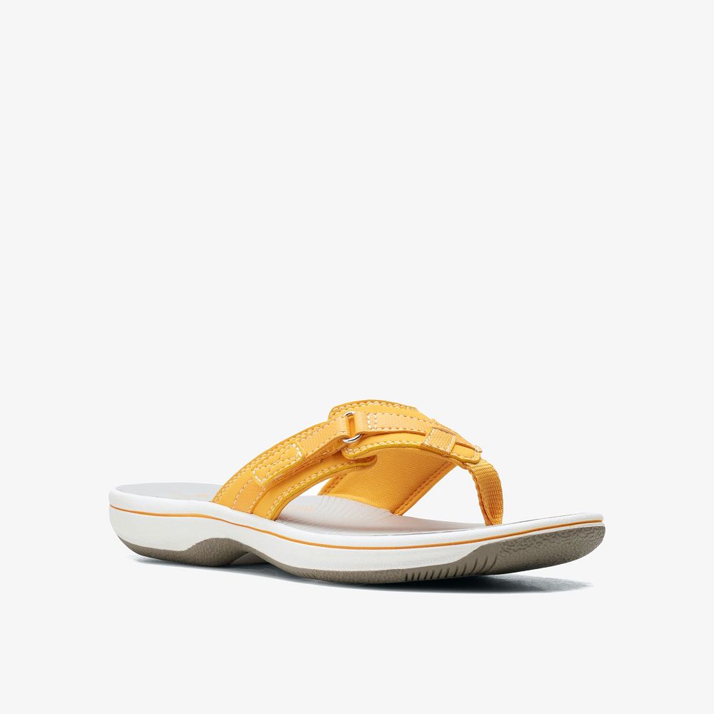 Burnt Yellow Clarks BREEZE SEA Women Sandals | 2901KMYHI