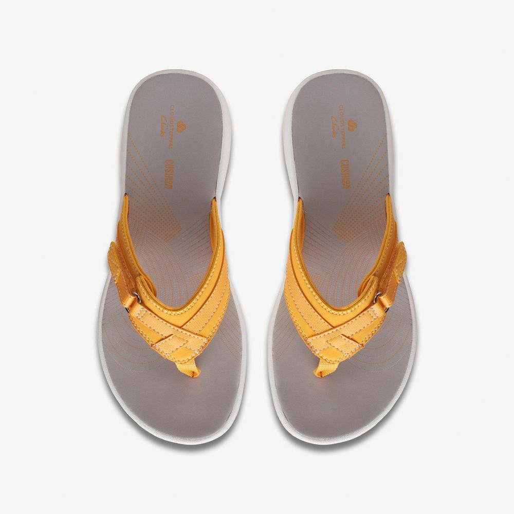 Burnt Yellow Clarks BREEZE SEA Women Sandals | 2901KMYHI