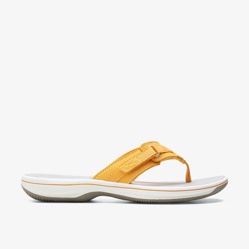 Burnt Yellow Clarks BREEZE SEA Women Sandals | 2901KMYHI