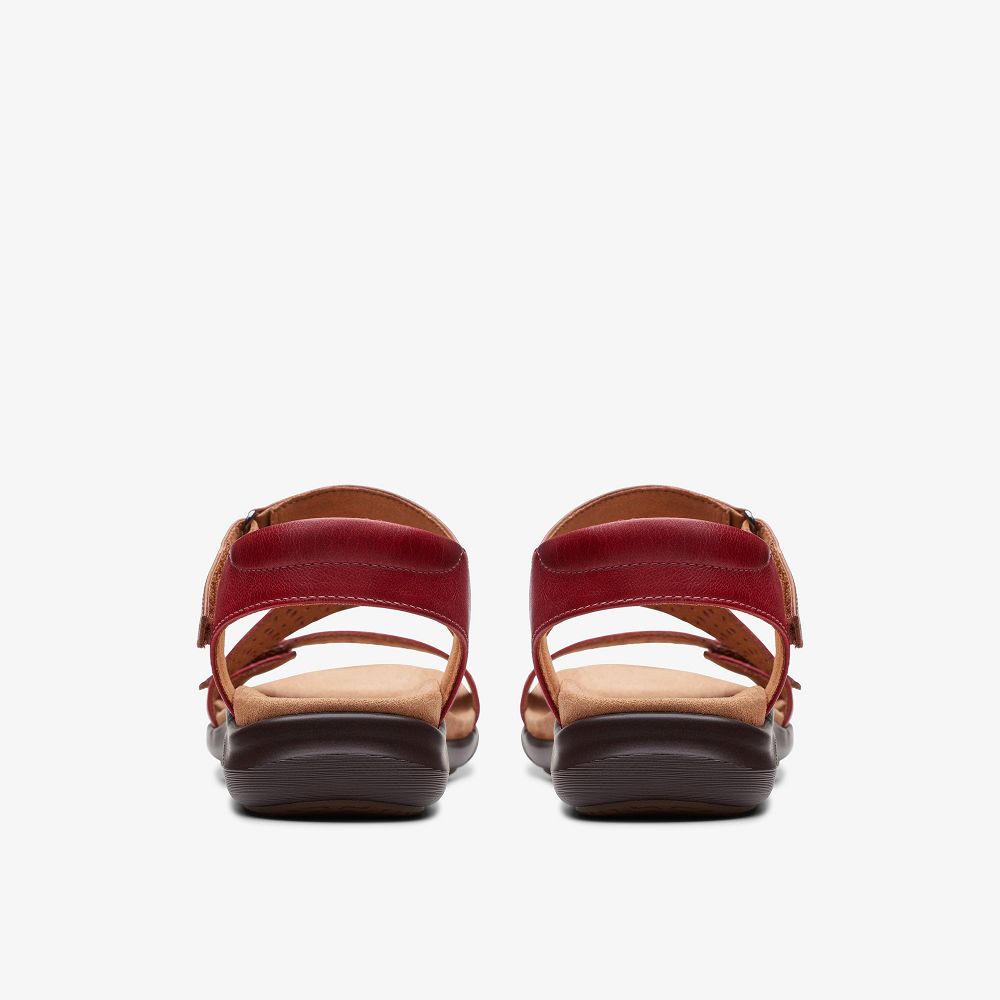 Cherry Leather Clarks Kitly Way Women Sandals | 8267UQXDY