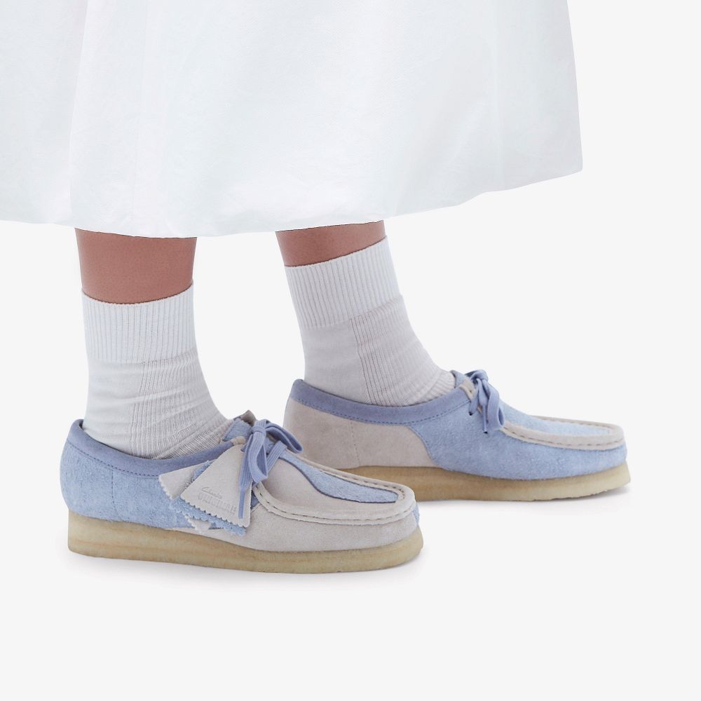 Cloud Grey Combination Clarks Wallabee Women Loafers | 4186AQBXZ