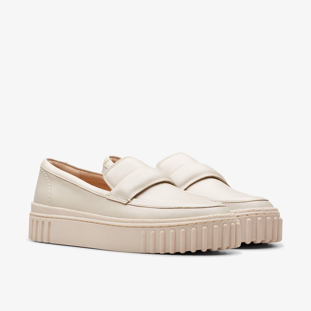 Cream Leather Clarks Mayhill Cove Women Loafers | 5781HMNGX