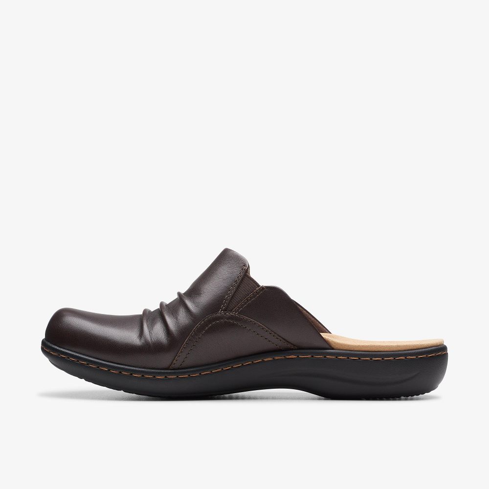 Dark Brown Leather Clarks Laurieann Bay Women Mules | 5437CIQHF