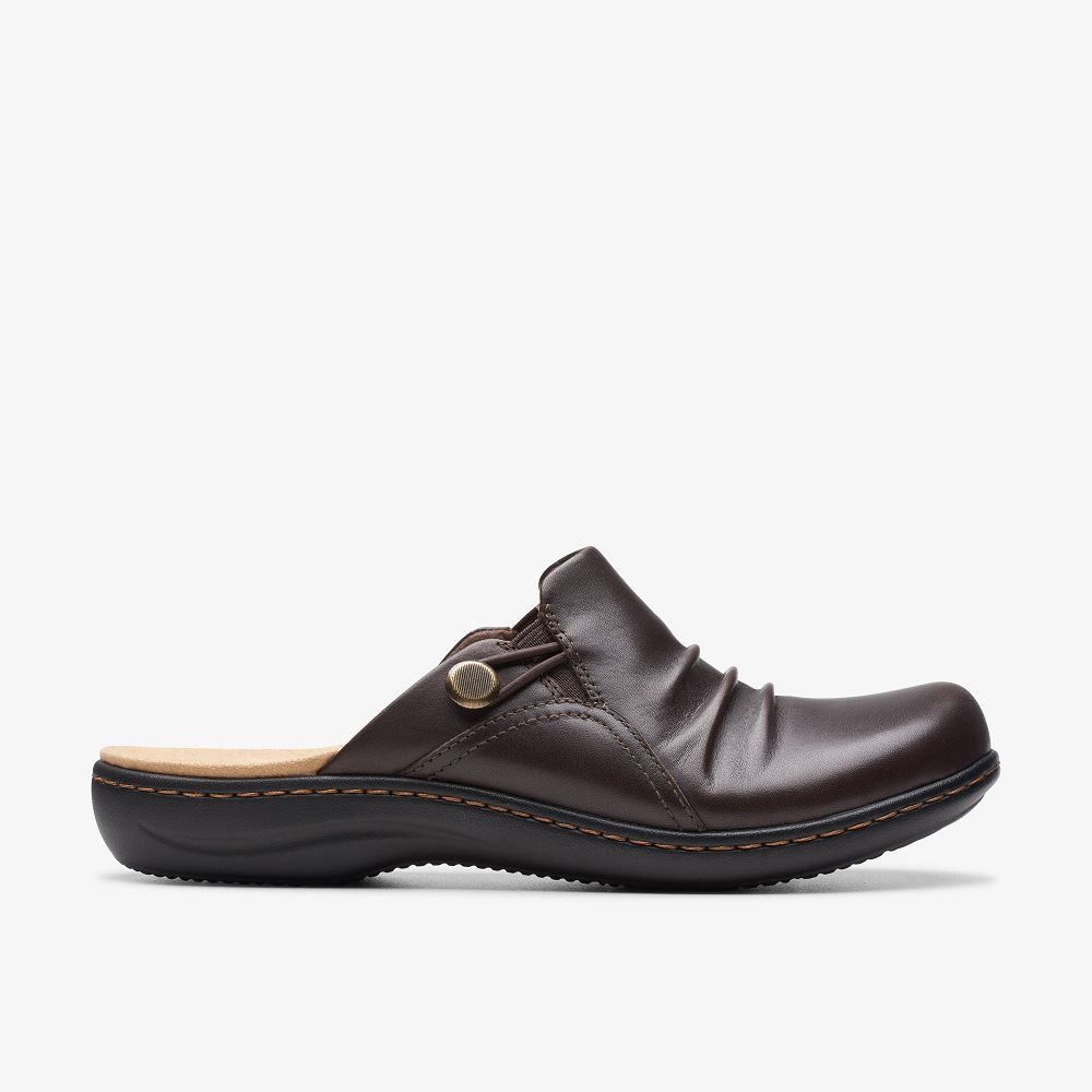 Dark Brown Leather Clarks Laurieann Bay Women Mules | 5437CIQHF