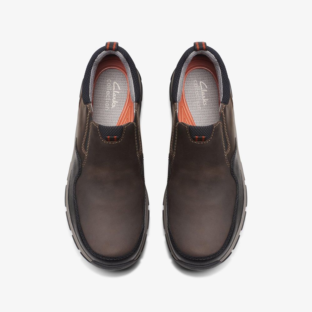 Dark Brown Leather Clarks Walpath Step Men Loafers | 6397VFCKB