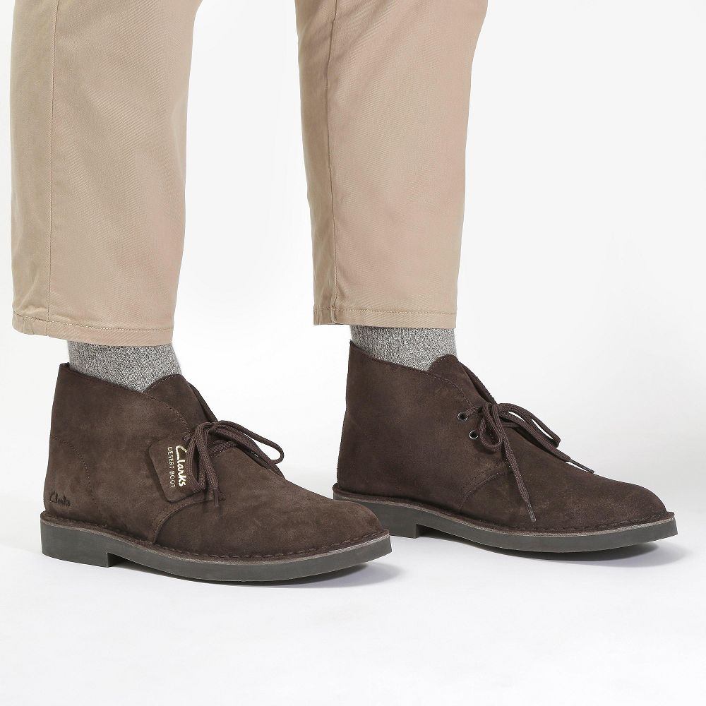 Dark Brown Suede Clarks Desert Evo Men Boots | 3764ASCFO