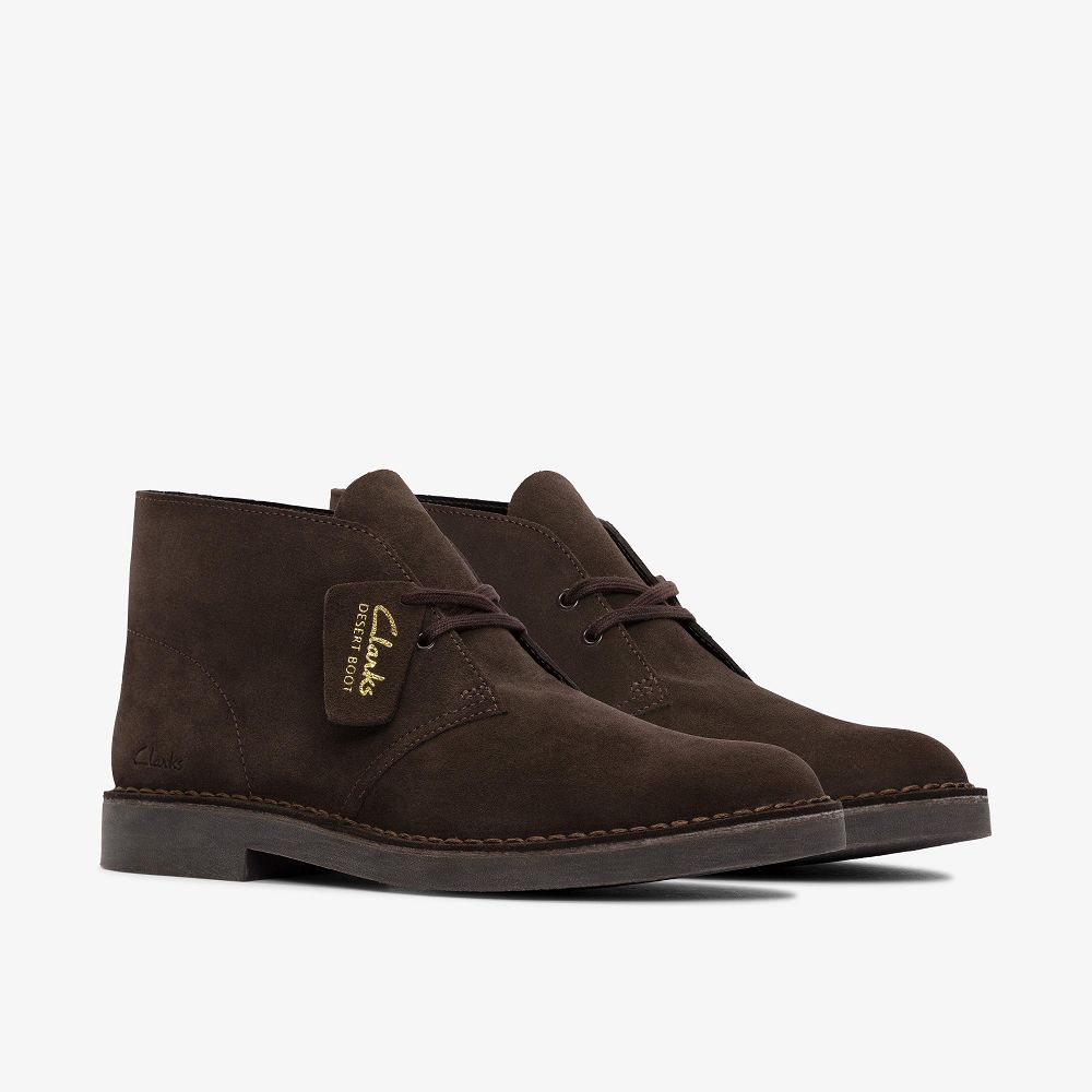 Dark Brown Suede Clarks Desert Evo Men Boots | 3764ASCFO