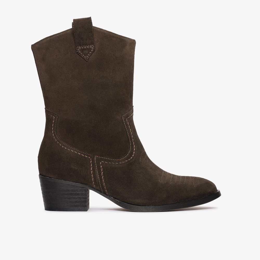 Dark Brown Suede Clarks Octavia Up Women Boots | 8027LVCFW