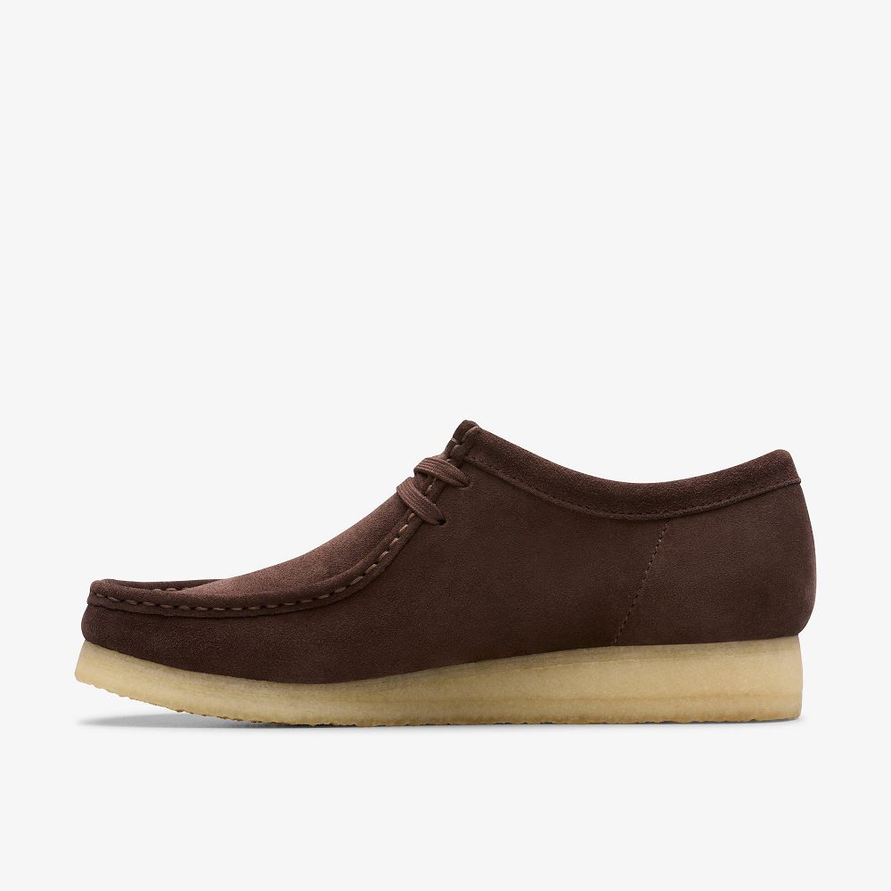 Dark Brown Suede Clarks Wallabee Men Loafers | 5921DNFWY