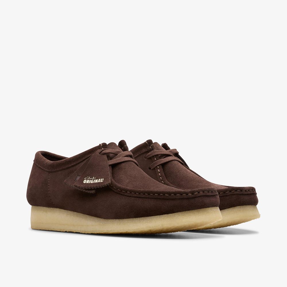 Dark Brown Suede Clarks Wallabee Men Loafers | 5921DNFWY