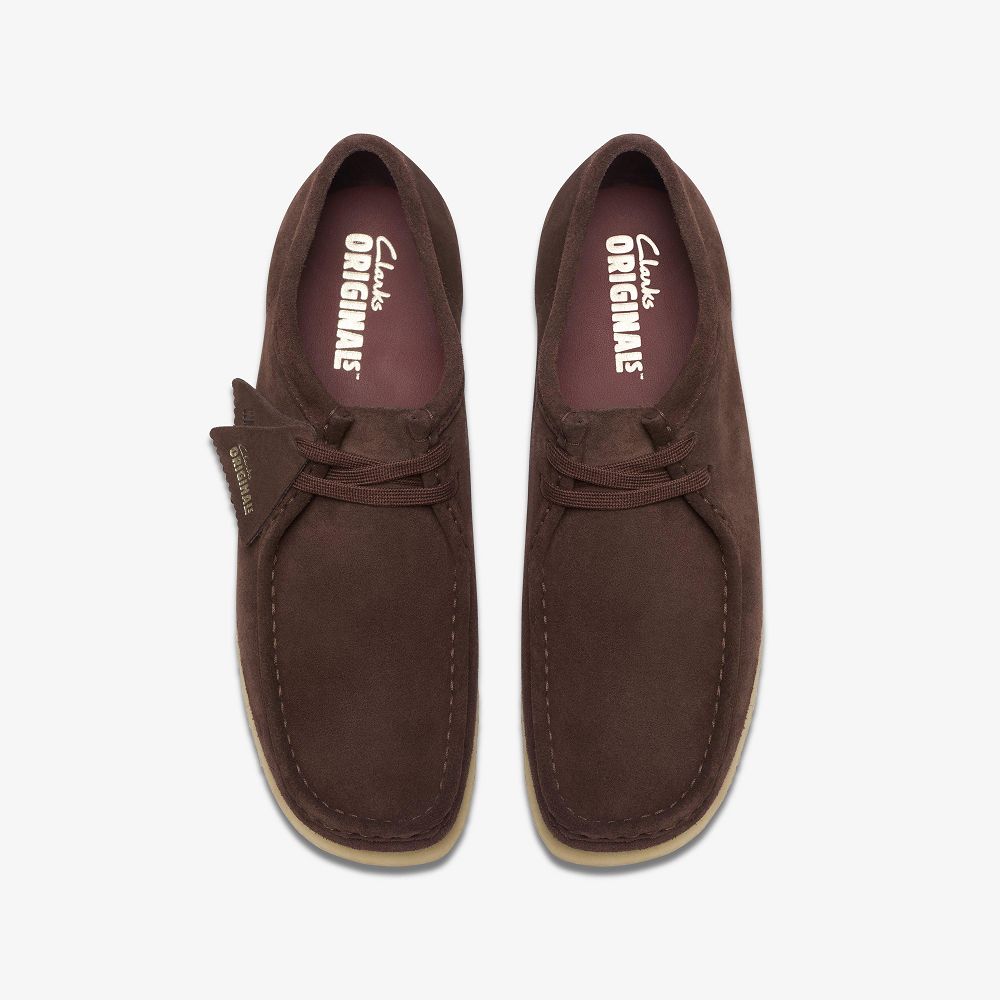 Dark Brown Suede Clarks Wallabee Men Loafers | 5921DNFWY