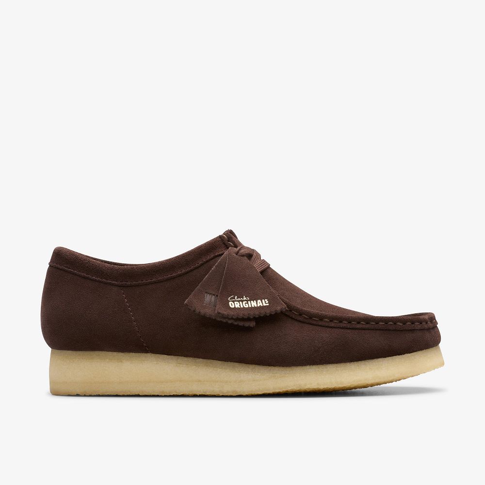 Dark Brown Suede Clarks Wallabee Men Loafers | 5921DNFWY