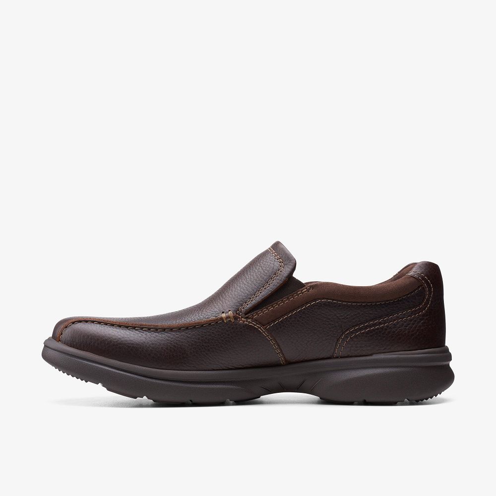 Dark Brown Tumbled Clarks Bradley Step Men Loafers | 8952VBDWU