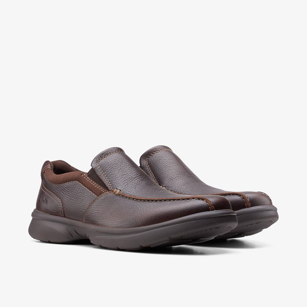 Dark Brown Tumbled Clarks Bradley Step Men Loafers | 8952VBDWU