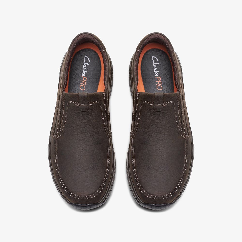 Dark Brown Tumbled Clarks Clarks Pro Step Men Loafers | 9670GVLFO