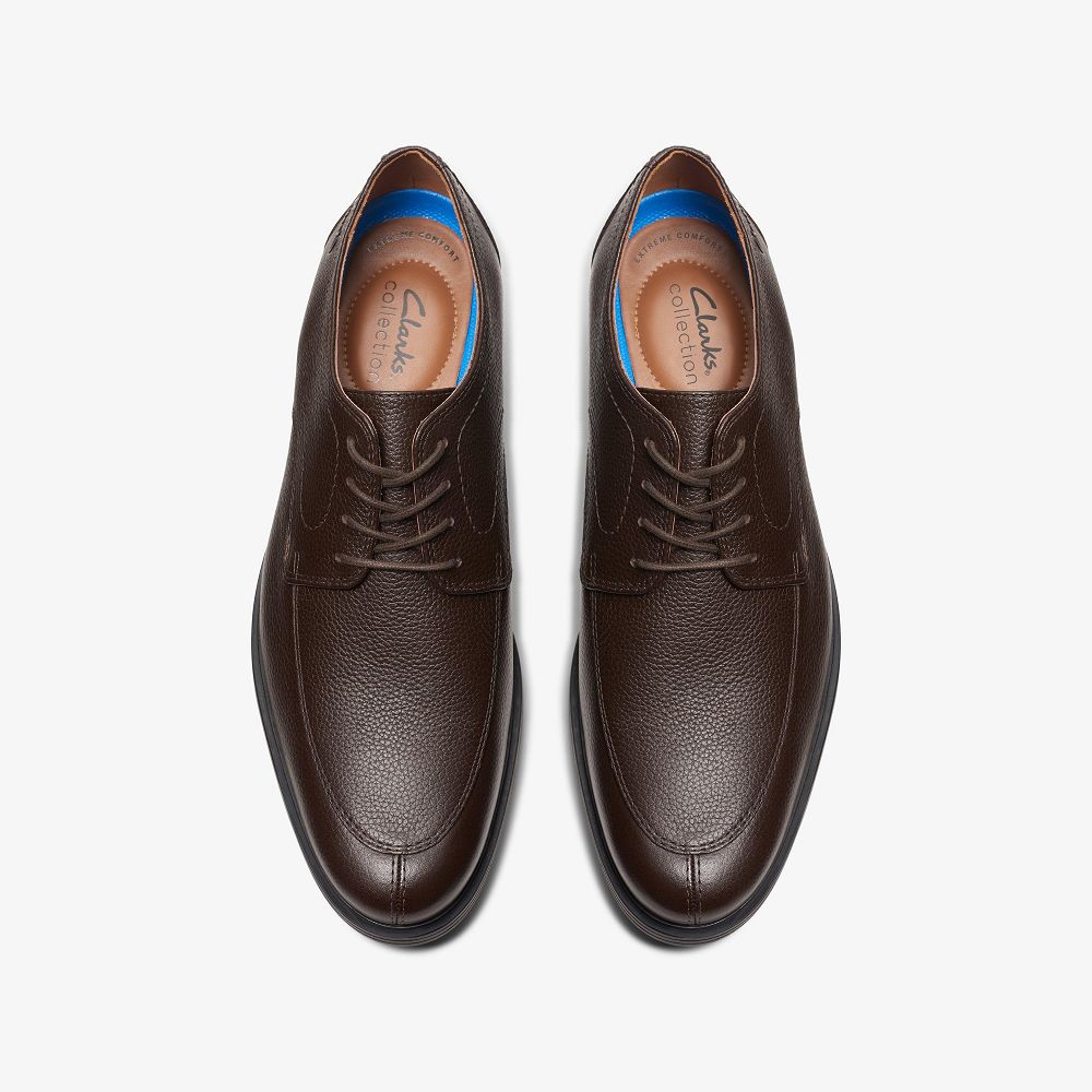 Dark Brown Tumbled Clarks Whiddon Apron Men Oxfords | 3208YBQWD