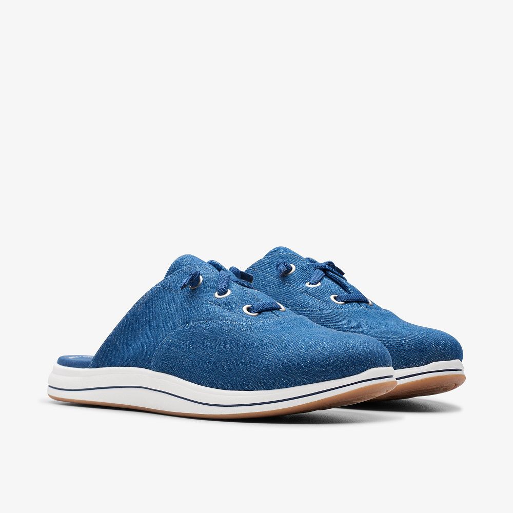 Dark Denim Clarks Breeze Clara Women Mules | 0183AUBCJ