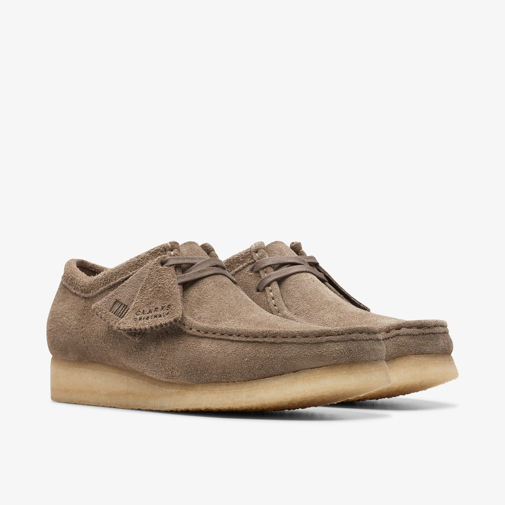 Dark Grey Suede Clarks Wallabee Men Loafers | 9635QCVET