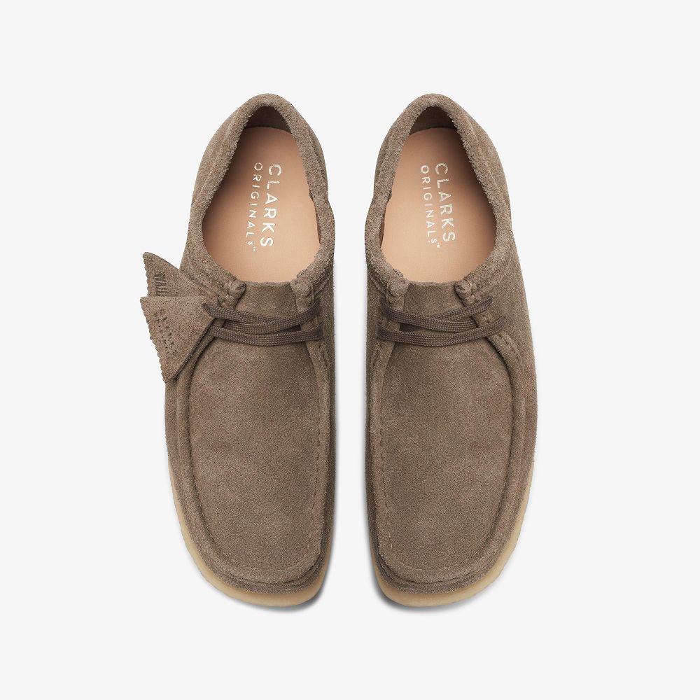 Dark Grey Suede Clarks Wallabee Men Loafers | 9635QCVET