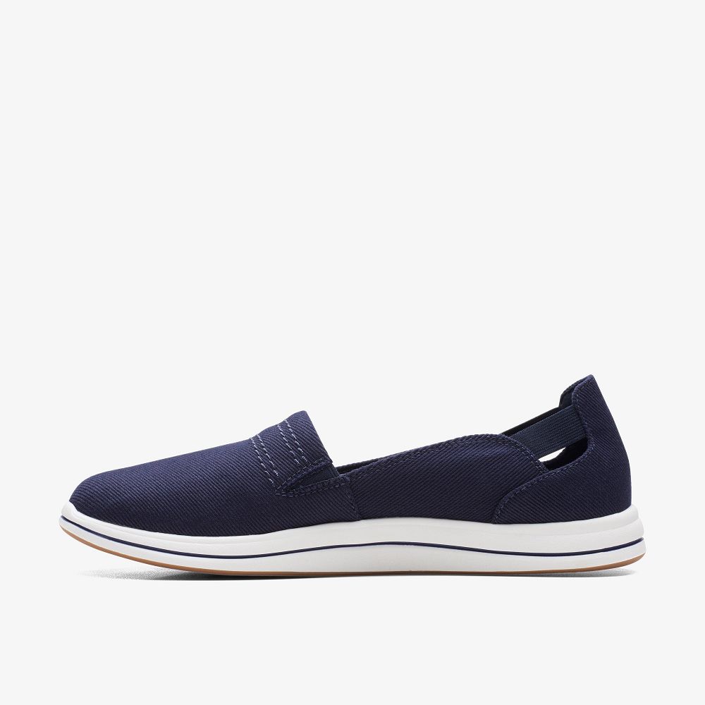 Dark Navy Clarks Breeze Step II Women Slip-Ons | 6712OXAIC