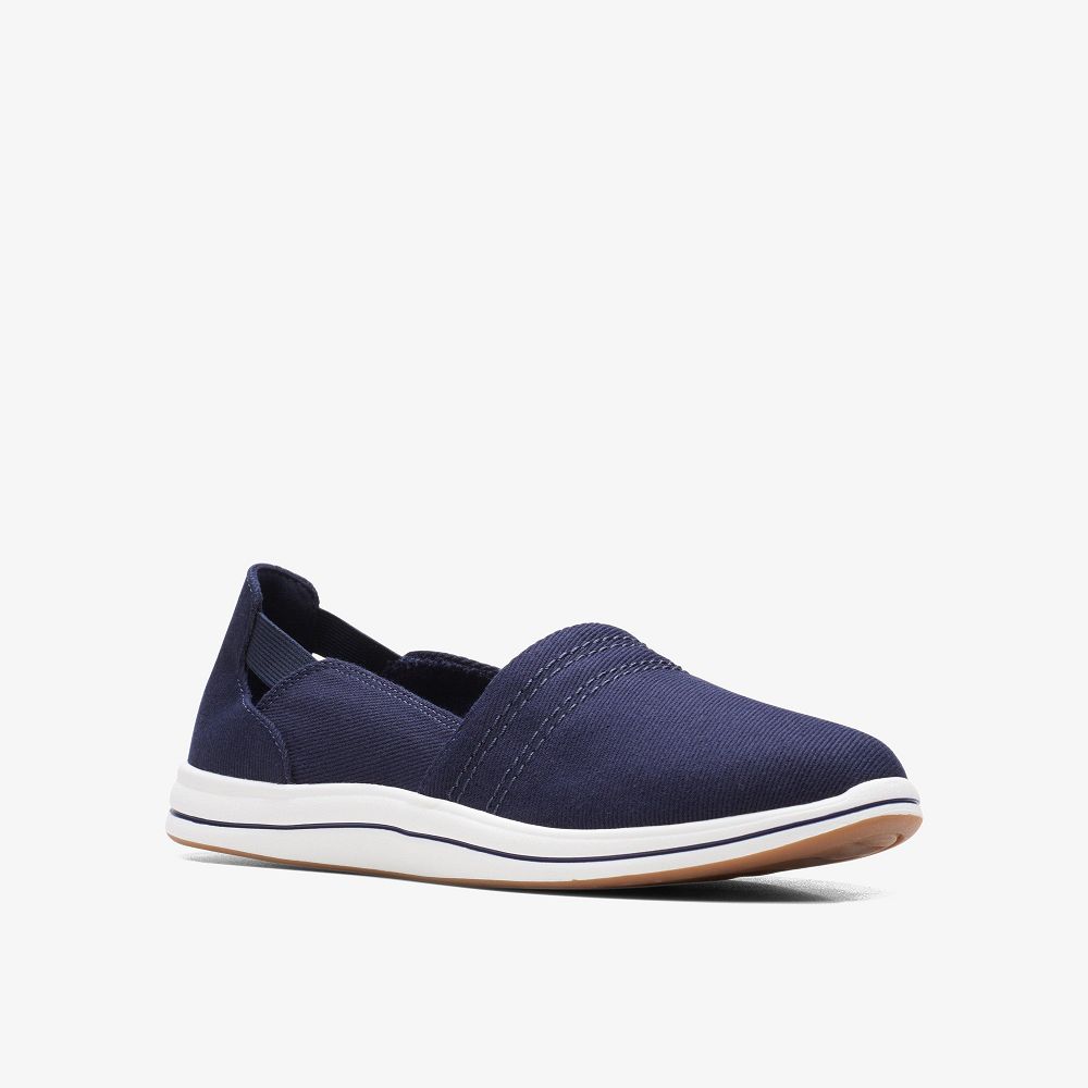 Dark Navy Clarks Breeze Step II Women Slip-Ons | 6712OXAIC