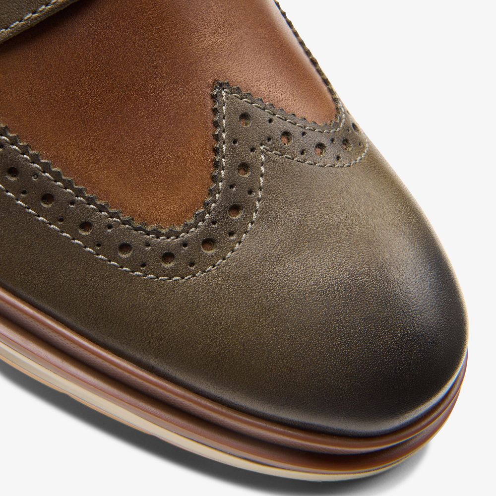 Dark Olive Combination Clarks Chantry Wing Men Oxfords | 1873PAEFS