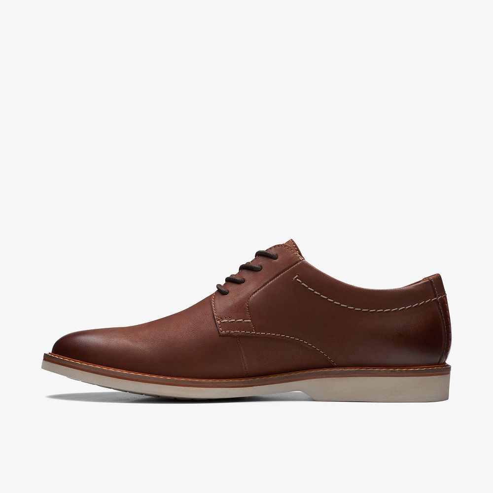 Dark Tan Leather Clarks Atticus LT Lace Men Oxfords | 0328FAVMT