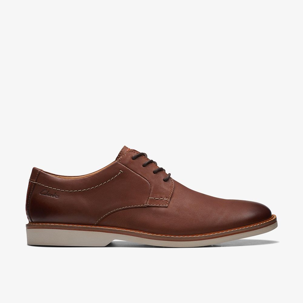 Dark Tan Leather Clarks Atticus LT Lace Men Oxfords | 0328FAVMT