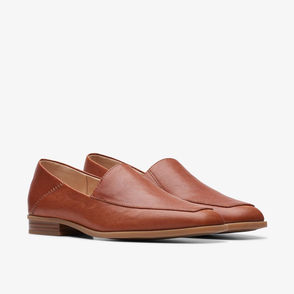 Dark Tan Leather Clarks Sarafyna Freva Women Loafers | 2416YSOHD