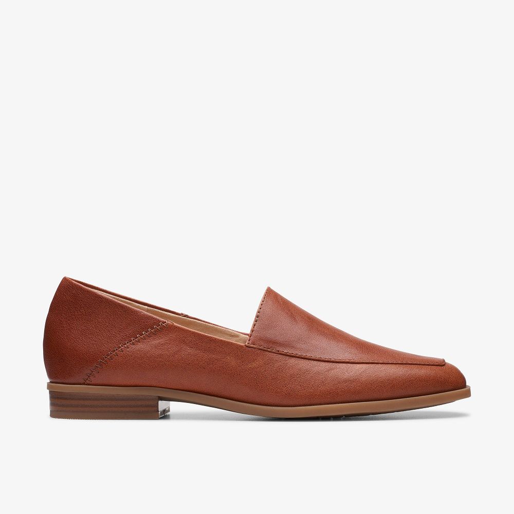 Dark Tan Leather Clarks Sarafyna Freva Women Loafers | 2416YSOHD