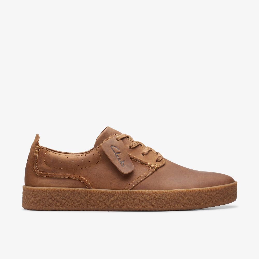 Dark Tan Leather Clarks Streethill Lace Men Sneakers | 4675KCGIB