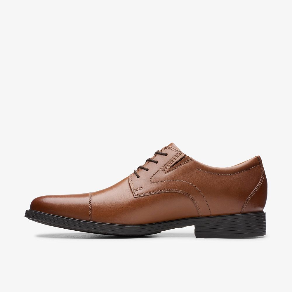 Dark Tan Leather Clarks Whiddon Cap Men Oxfords | 6980BCWHN