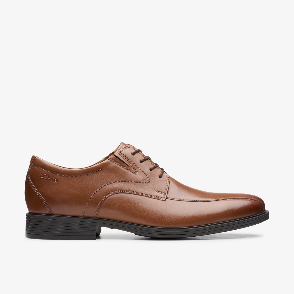 Dark Tan Leather Clarks Whiddon Pace Men Oxfords | 6873IGYLA