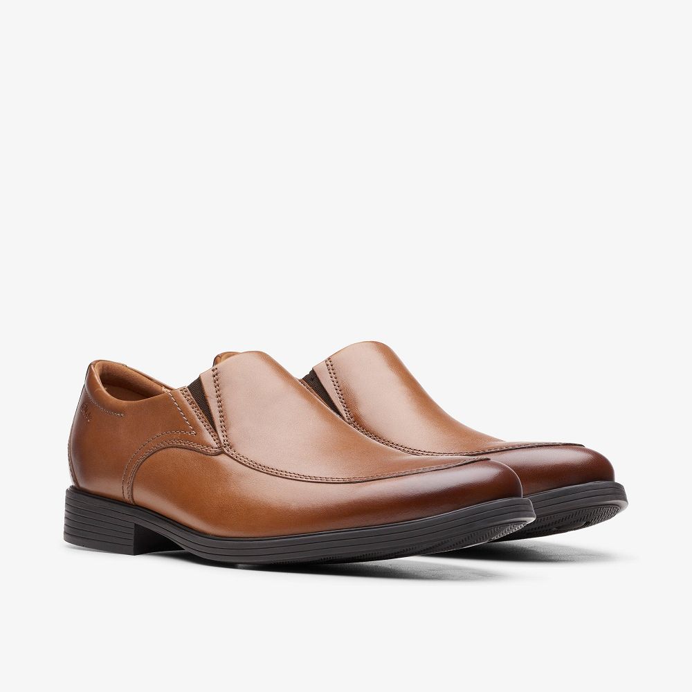 Dark Tan Leather Clarks Whiddon Step Men Loafers | 8194EVURC