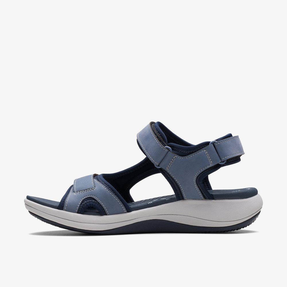 Denim Blue Clarks Mira Bay Women Sandals | 2306RAUJQ