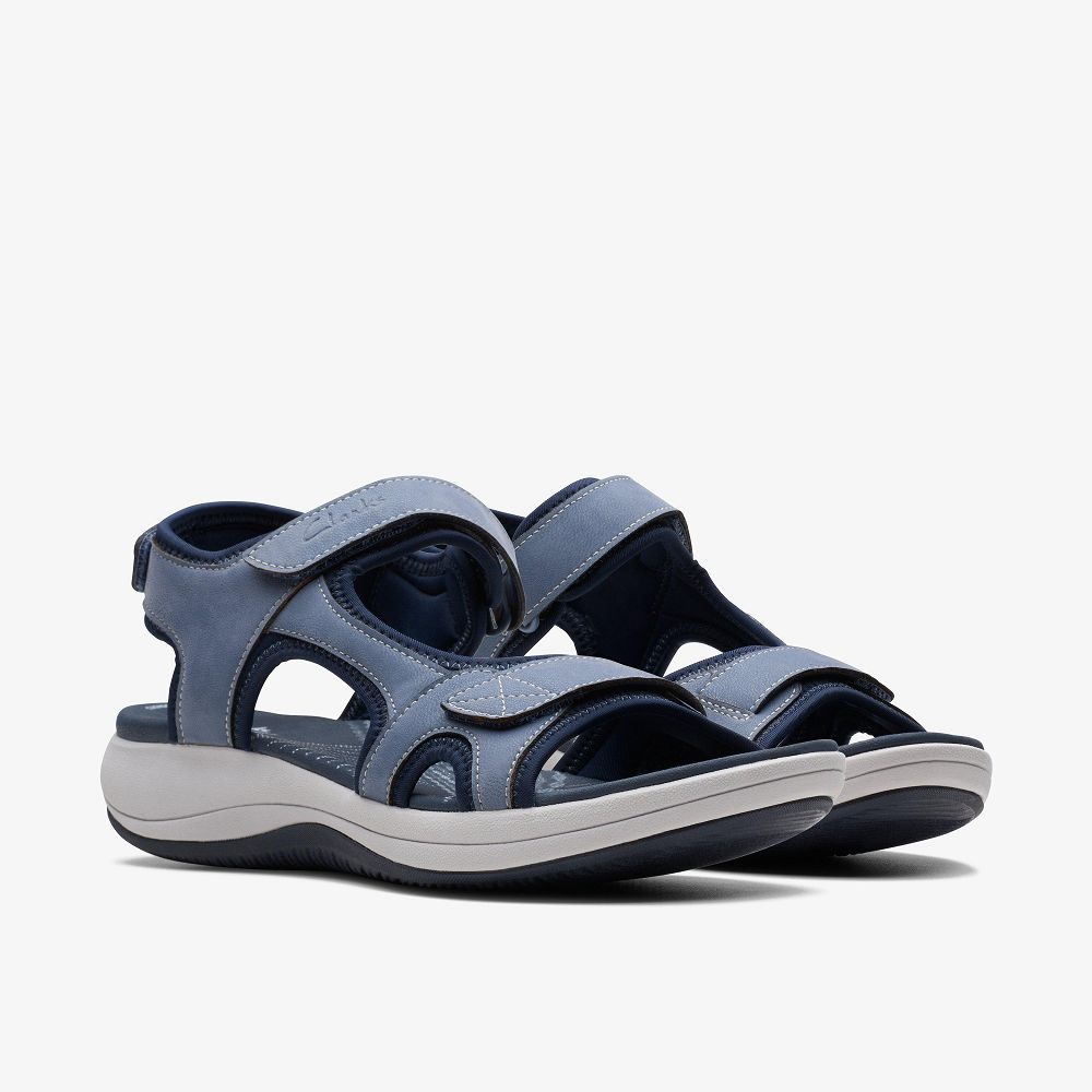 Denim Blue Clarks Mira Bay Women Sandals | 2306RAUJQ