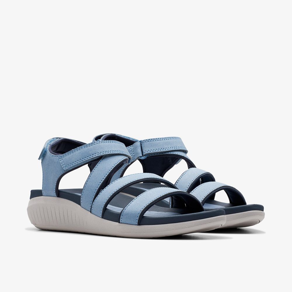 Denim Clarks Glide Hi Ella Women Sandals | 9421GSTRK