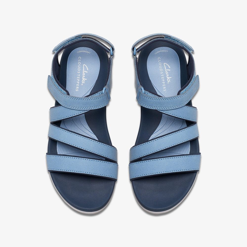 Denim Clarks Glide Hi Ella Women Sandals | 9421GSTRK