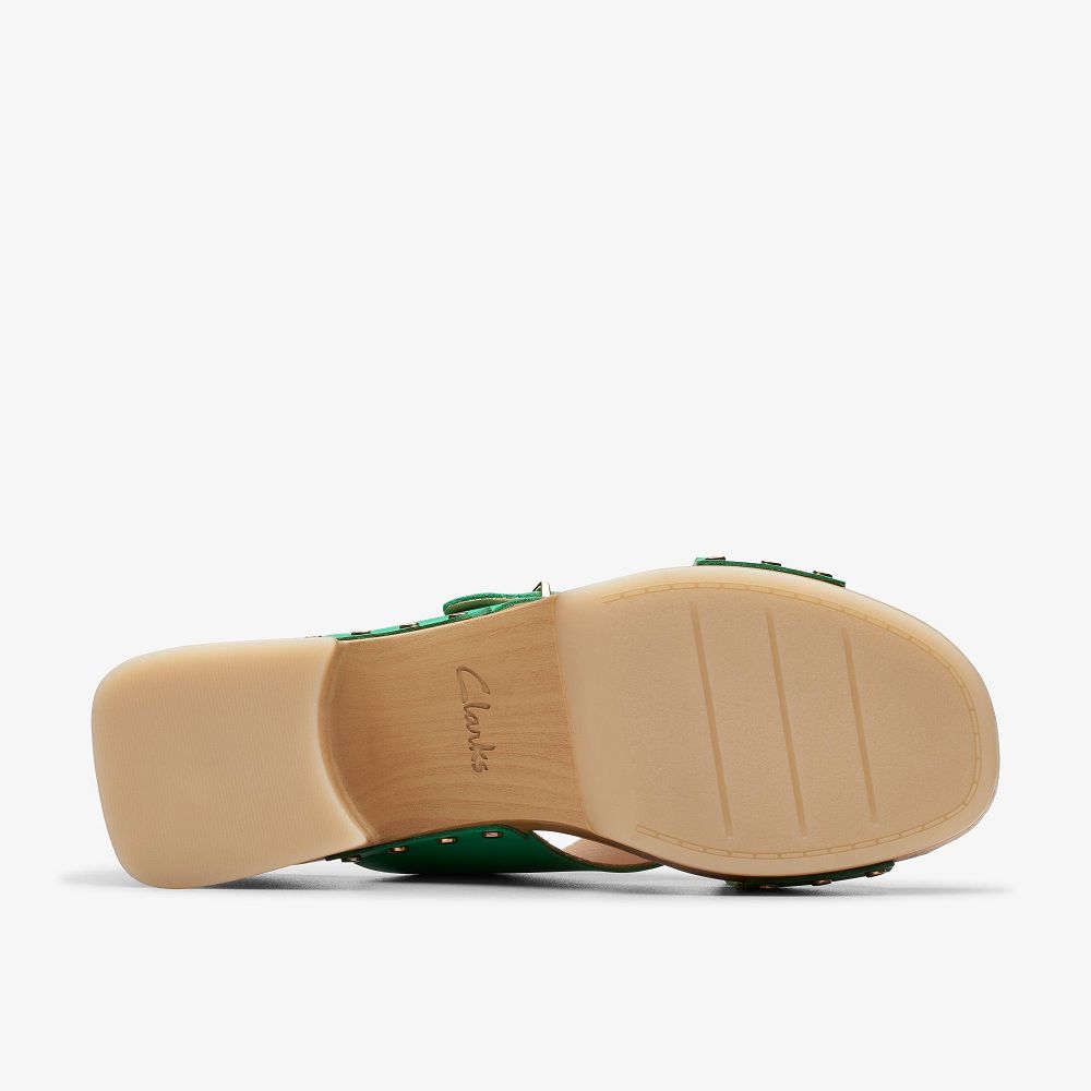 Green Leather Clarks Sivanne Walk Women Sandals | 8154RVTXQ