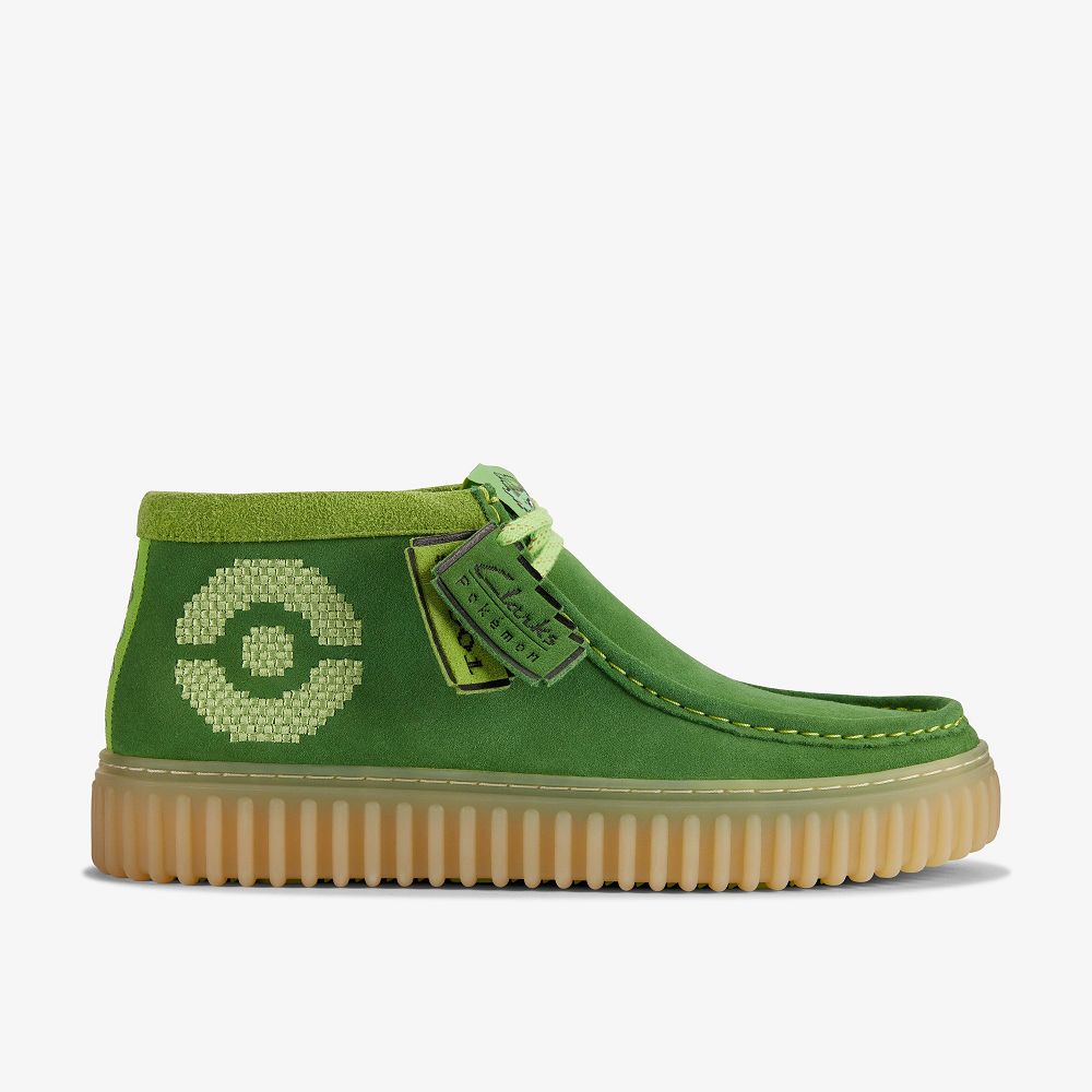 Green Suede Clarks Torhill Explore x Pokémon Men Boots | 0184XKNGA