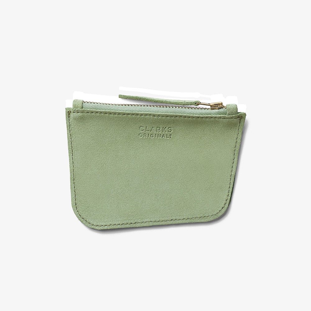 Green Suede Clarks Wallabee Coin Men Wallets | 0715QVXWZ